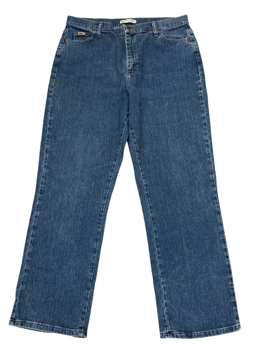 Vintage 90s Lee High Waist Relaxed Straight Leg Mom Jeans Blue 16 Medium